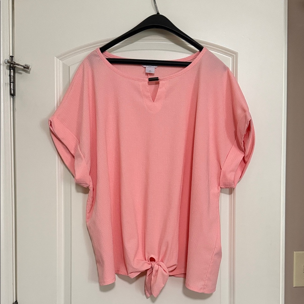 Allison Daley Pink Blouse with Tie Detail